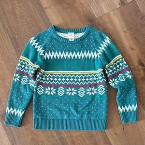 Hanna Andersson Teal and White Patterned Sweater